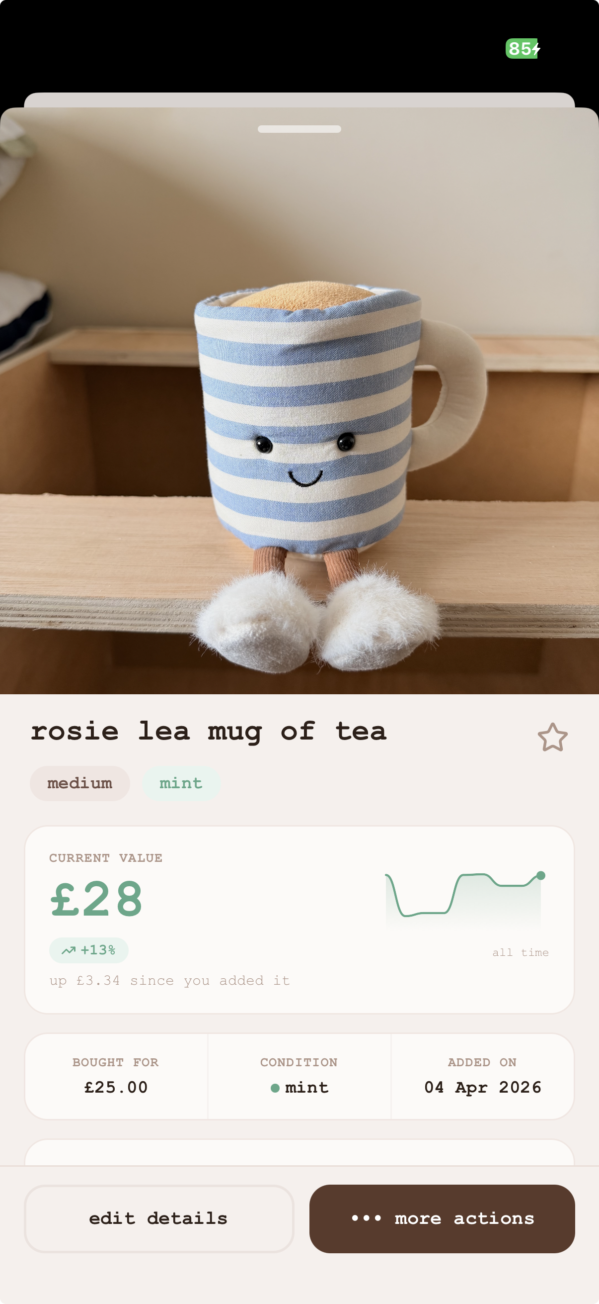 Plushfolio detail screen